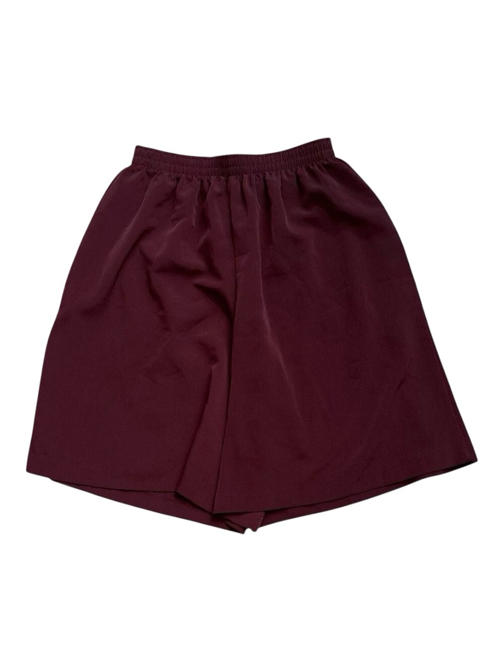 Maggie Sweet Pull On Shorts Womens M Burgundy Woven High Rise Elastic Waist